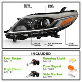 KEEKPO - For 2015-2019 Toyota Sienna SE Halogen w/LED DRL Type Gun Metal Headlight Headlamp Replacement Driver Side