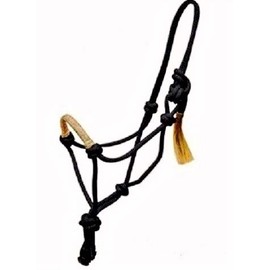 Cwell Equine Rope Halter/Headcollar Horsemanship/Parelli Rawhide Braided Noseband Black