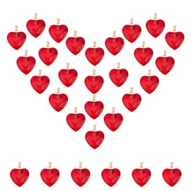 AHANDMAKER 30 Pcs Heart Charms, Red Glass Stone Bead Pendant, 22x20.5mm Crystal Heart Gemstone Charms Pendants, Jewelry Making Charms, Valentines Charms for Valentines Necklace Bracelet Jewelry Making