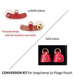 RUISOD Crossbody Strap Compatible for Longchamp LP Xtra XS Pouch, Conversion Kit,GOLD Hardware, Red With Gold Hw, Small