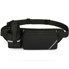 Jogging Fanny Pack Bag For Men Women With Water Bottle Holder Adjustable Strap Waterproof Hiking Traveling Cycling Outdoor Waist Pack, Black, Standard, Sport Utility