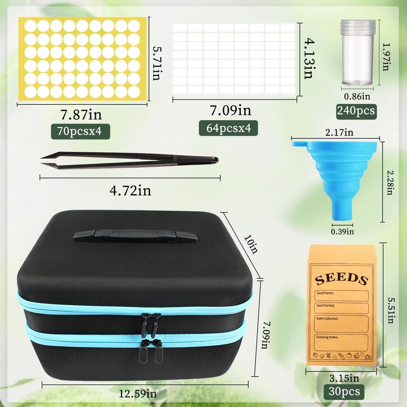 240 Slots Seed Storage Organizer with 30 Envelopes Portable Sturdy