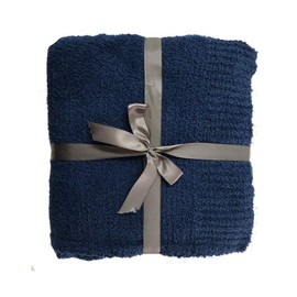 Knit Throw Blanket Super Soft Warm Blanket for Couch Lightweight Fluffy Blanket for Bed Sofa 50x60 Inches Navy Blue