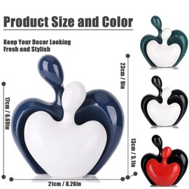 XMGZQ Blue and White Ceramic Couple Figurines Home Decor Accent,Wedding Engagement Romantic Gift for Husband Wife,Large Male and Female Love Statue Valentine's Day Birthday,Abstract Hugging Couple