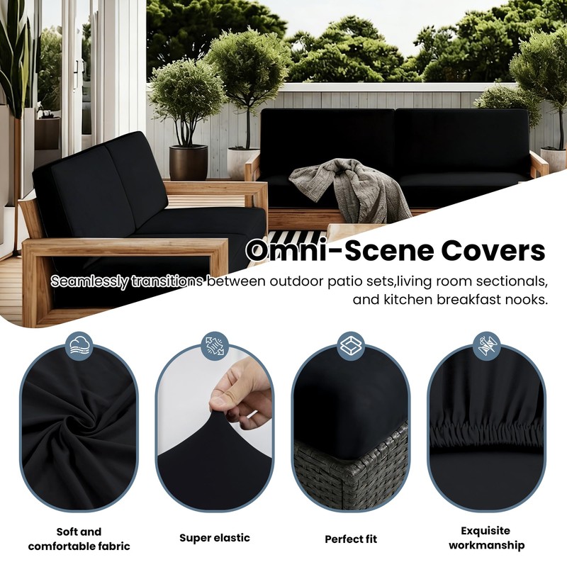 4Pcs Outdoor Cushion Covers Stretch Patio Cushion Covers Sofa Cushion
