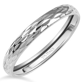 TJC 9ct White Gold Stackable Band Ring for Women Size S