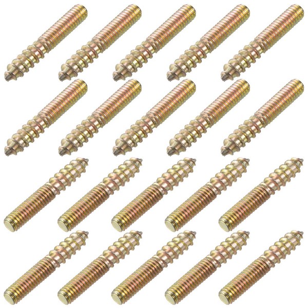 uxcell M4 Hanger Bolts Length 1"(25mm) Double Headed Bolts Self-Tapping Screw 4mm Wood Joint Furniture Legs 50pcs