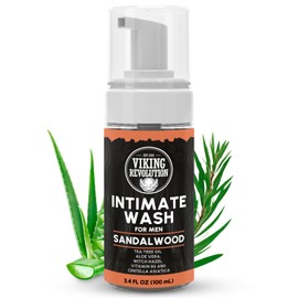 Viking Revolution Mens Intimate Wash - Foaming Body Wash Men with Aloe Vera, Tea Tree Oil, Witch Hazel - Cleaning, Refreshing Soap for Mens Hygiene Essentials - Stocking Stuffers for Men (3.4 fl oz)