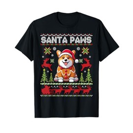 Pembroke Welsh Corgi Santa Paws Merry Christmas Ugly Sweater T-Shirt