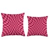 Pink and Red Twisted Checkered Trippy Swirl Checkerboard Throw Pillow