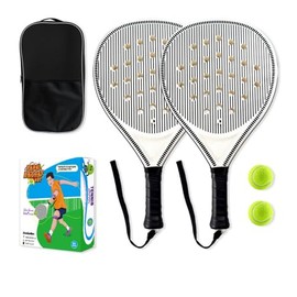 2 Pack Beach Tennis Paddles Set - ABS Surface & EVA Foam Core Rackets with 2 Balls & Carry Bag - Outdoor, Sand, Backyard, Pool Fun for Adults