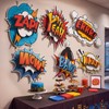 6 Pcs Hero Party Decor 3D Multilayer Comic Action Cutouts,