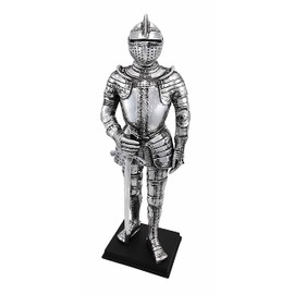 Veronese Design Silver Finish Medieval Knight in Armor Statue Figure Armour