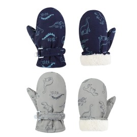 Fynnsure Toddler Mittens Lined Fleece Snow Gloves for Boys Girls Kids Winter Ski Gloves Baby Mittens Blue & Gray 2-4 Years