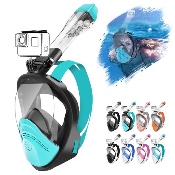 NARUTOO 180°Full Face Snorkel Mask, Double Floating Ball Design Anti-Leak
