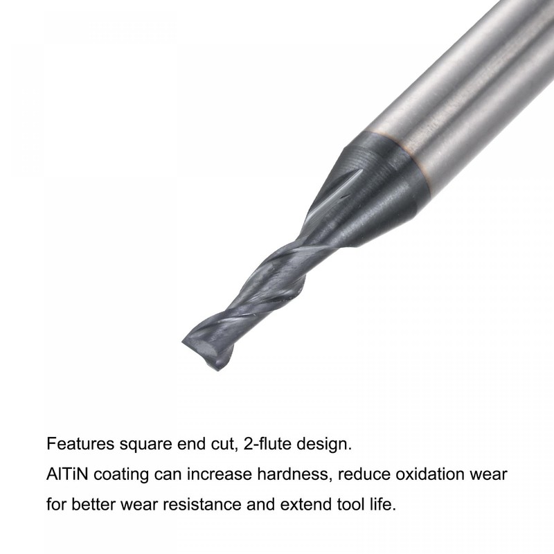 sourcing map Square Nose End Mill, 2mm Tip Dia Solid
