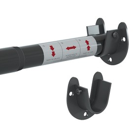 Adjustable Closet Rod for Hanging Clothes – Heavy Duty Metal Clothing Rail, 17.5 to 44 Inches Stepless Extension, 1.1” Diameter, Black – Fits Wardrobes, Laundry, RV, and Small Spaces