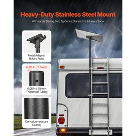 VEVOR Starlink RV Ladder Mount, 360°Adjustable Angle Mounting Standard Gen 3 Pipe Kit, Heavy-Duty Steel Extra Long Starlink RV Ladder Adapter, Compatible with Gen3 and V3, Easy to Assembly, Black