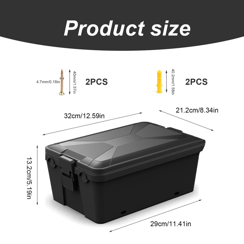HERKINDNESS Waterproof Cable Box, Black Outdoor Power Box, 32 x