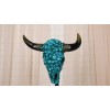 Southwest Steer Bison Bull Cow Skull With Mosaic Turquoise Rocks