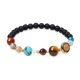COAI Geschenkideen Solar System Armband Galaxie Armband aus Matt Onyx und Edelsteine in Größe S