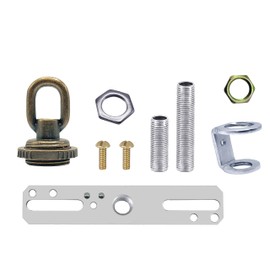 ECUDIS Light Fixture Cross Bar Kit, 1/4 IP Center Lamp Screw Collar Canopy Hardware Set (Antique Brass)
