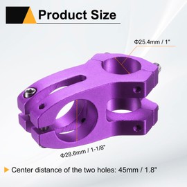 sourcing map 25.4mm Bike Stem 45mm Aluminum Alloy Bicycle Handlebar Stem with Hex Wrench for Mountain Road Bike BMX MTB Cycling, Sand Purple