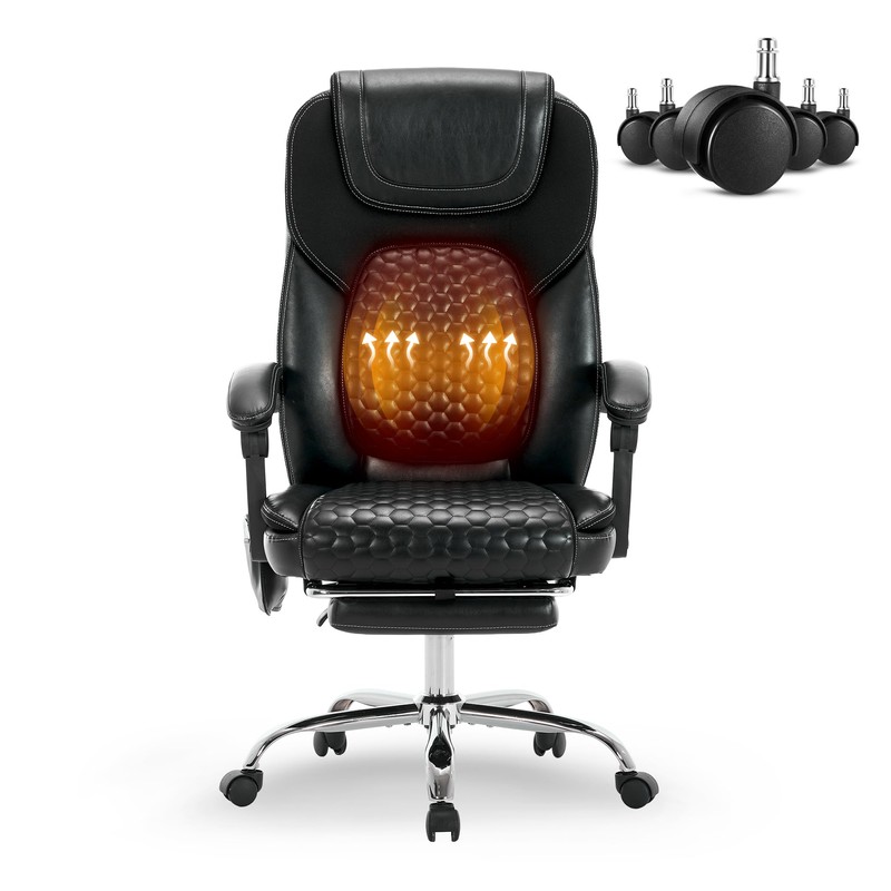 MALOL Massage Office Chair with Heat and Footrest –Reclining Desk