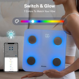 Alcedo Smart Body Fat Scale, Digital Scale with BMI, Fat Percentage, Muscle Mass, Color-Changing with Weight Variation, 400 lb, Bluetooth