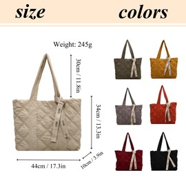 oukesin Shoulder Bag Women's Puffer Tote Bag Bag with Zip, beige, Utility