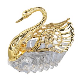 Zerodis European Modern Swan Sugar Swan Sugar Storage Jar Swan Shaped Sugar Jar European Modern Condiment Container Golden Seasoning Bowl for Kitchen Restaurant Decorative