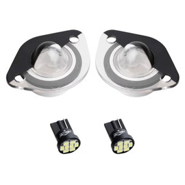 HERCOO LED License Plate Light Lamp Lens White Bulbs Black Housing Compatible with 1994 to 2004 Ford Mustang Pickup Truck Rear Step Bumper, Pack of 2