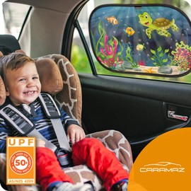CARAMAZ Car Window Shade for Baby with Certified UV-Protection 2 Pack - 21"x14"