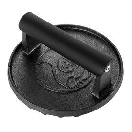 Smash Burger Press - Heavy Duty Hamburger Press w/Heat Resistant Handle - Cast Iron Grill Press, Bacon Press, Sandwich Press - Round Burger Smasher for Griddle - Meat Press - BBQ Grilling Accessories