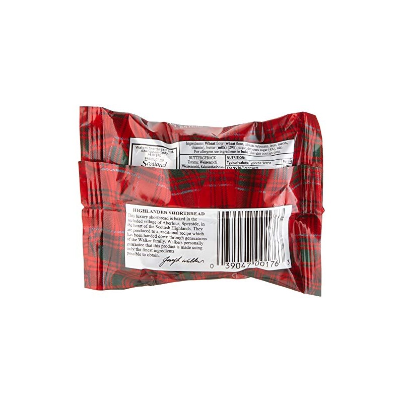 Walkers Shortbread Highlanders, Traditional Pure Butter Shortbread Cookies, 1.4 Ounce