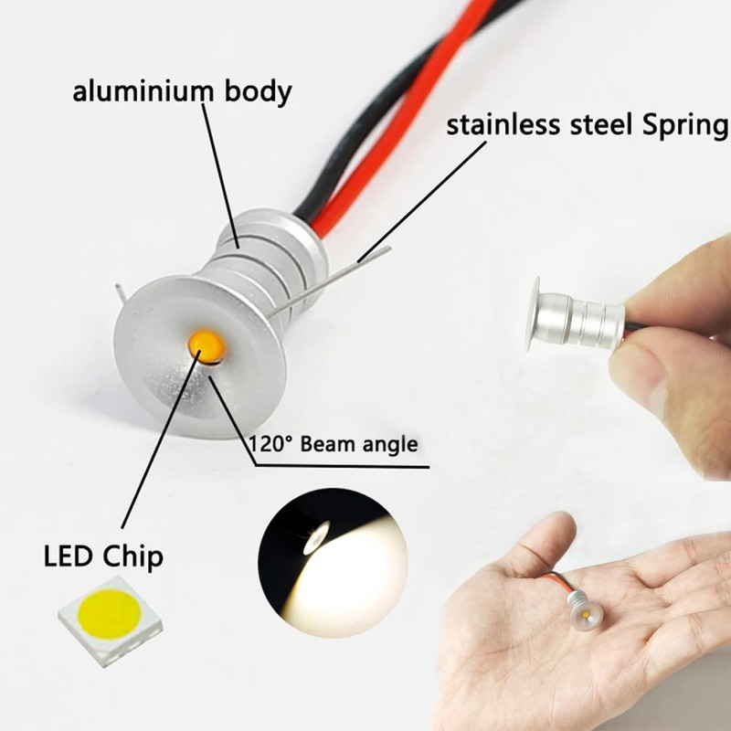kpslucerna 10 Pack Small LED Spot Light 0.5W Mini Recessed