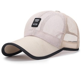 DURINM Mesh Baseball Cap in Summer Cap Men's Summer Women's Cap Adjustable Breathable One Size Sports Baseball Cap Classic Baseball Caps Adjustable Sun Protection, beige, 58