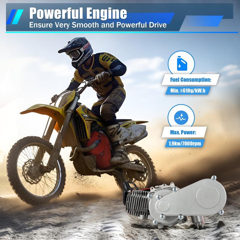 SNKOURIN 49CC 50CC 2-Stroke Pull Start Engine Motor, Single Cylinder