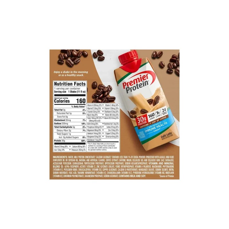 Premier Protein Cafe Latte Batido De Proteína. 36 Envases