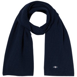 GANT Unisex Shield Wool Knit Scarf, navy