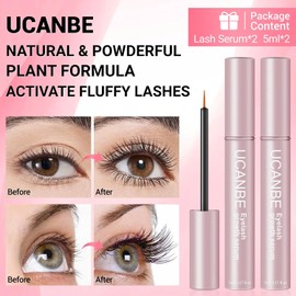 UCANBE- 2 piezas de suero para pestañas (10 ml), suero para pestañas y cejas más largas y gruesas, suero para el crecimiento de pestañas