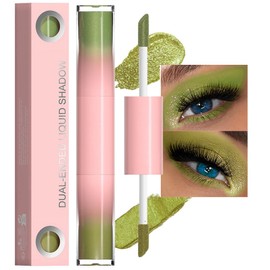 evpct Dual-Ended Shimmer to Glitter Liquid Eyeshadow, Shimmer and Glitter eyeshadow makeup in one stick, Easy Style Formula, Waterproof & Long Lasting Eye Shadow, 04# Green Glitter - Auqamarin Shimmer