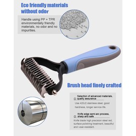 Dog and cat shedding comb, pet grooming rake and brush for small, medium and large dogs - double-sided shedding tool to remove tangles and tangles, with a complimentary pet nail clipper of the same color. (Blue-small) (L, Pink)