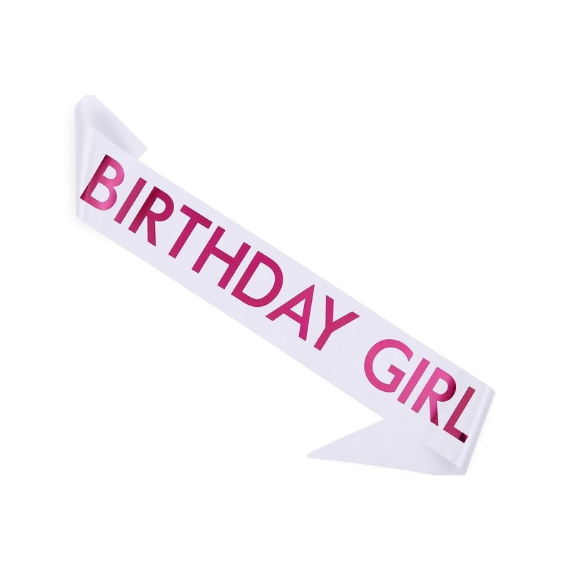 Shimmer Anna Shine “Birthday Girl” Sash – White Satin with