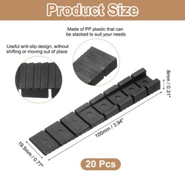 sourcing map 20 Pcs Composite Shims and Leveling Wedges, 3.94-in Black Plastic Shims, Firm and Non-Slip for Leveling Table, Toilet, Hot Tub, and DIY Furniture