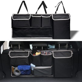 UYYE Trunk Hanging Organizer,Backseat Bag, Car Interior Accessories with 4 Pockets & 2 Mesh Pouches for Groceries, Will Provides More Storage Trunk Space for SUV, Jeep，MPVs