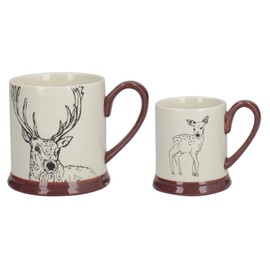 Creative Tops Into The Wild 'Little Explorers' Parent and Child Ceramic Printed Mugs - 'Stag and Fawn' (Set of 2)