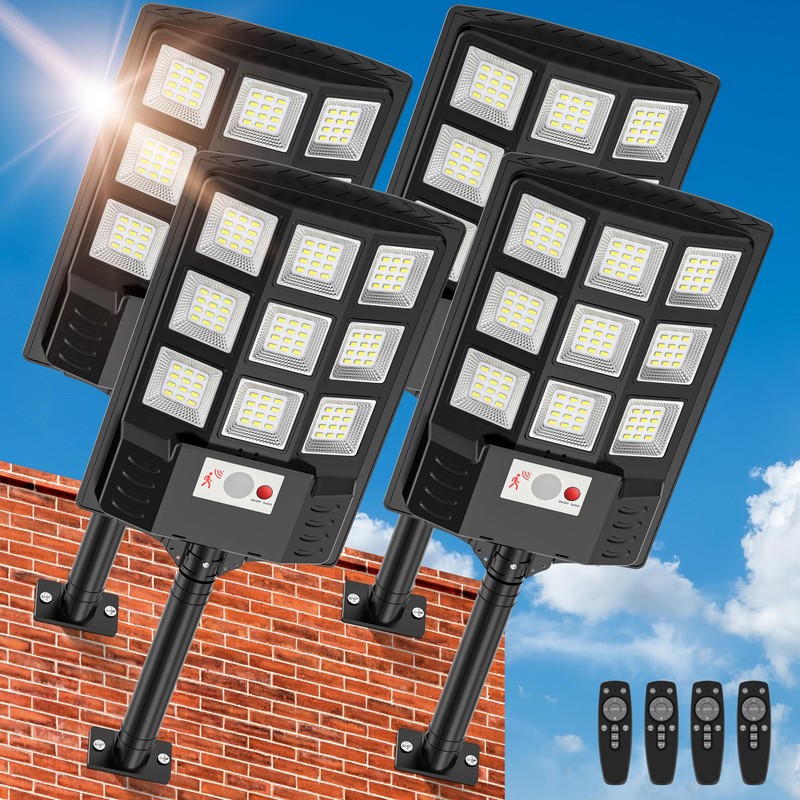 Solar Lights Outdoor,IP66 Waterproof Solar Street Lights Outdoor,6500K LED Dusk