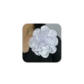 Extra Large Rose Flower Brooches Lapel Pins Dainty Satin Fabric Brooches Big Camellia Flower Brooch Pin for Women Wedding Part Dance Dress Clothes Accessories Jewelry Gifts Brooch Pin Size:7.48in (White)