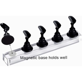 ACEmedia 2 Sets Acrylic Nail Display Stand Nail Holder Magnetic Nail Practice Stand Fingernail DIY Nail Design Stand for False Nail Manicure Tool (Black)